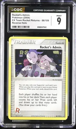 Rocket's Admin. 86/109 Reverse Holo EX Team Rocket Returns CGC 9 Pokemon Card - Image 1