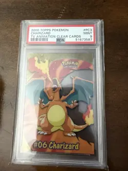 Topps 2000 Pokemon Charizard TV Animation Clear Card PC3 English PSA 9 - Image 2