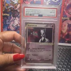 2003 POKEMON EX RUBY & SAPPHIRE #101 MEWTWO EX-HOLO PSA 8 - Image 1