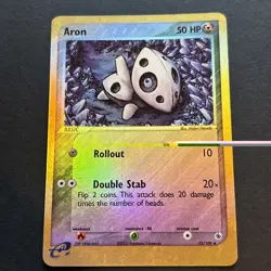 Aron 25/109 REVERSE HOLO Pokemon Card EX Ruby & Sapphire Holo Uncommon LP EXC - Image 1