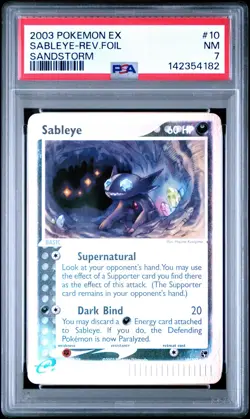 2003 Pokemon EX Sableye 10/100 NM Sandstorm Reverse Holo PSA 7 - Image 1