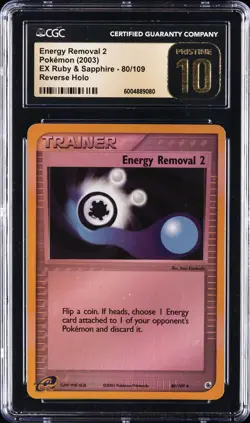 2003 POKEMON EX RUBY & SAPPHIRE - REVERSE HOLO ENERGY REMOVAL 2 CGC 10 PERFECT - Image 1