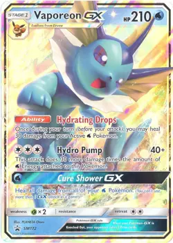 Pokemon Card Promo #SM172 - VAPOREON GX (holo-foil)(JUMBO Oversize -8 inch) NM/M - Image 1