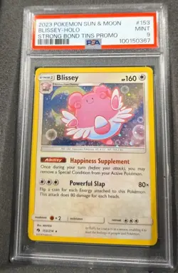 POKEMON CARD BLISSEY HOLO 153 STRONG BOND TIN PROMO #153 GRADED PSA 9 MINT - Image 1