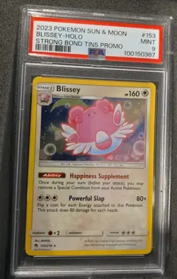 POKEMON CARD BLISSEY HOLO 153 STRONG BOND TIN PROMO #153 GRADED PSA 9 MINT - Image 2