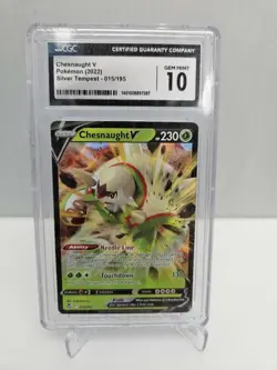 2022 Pokemon TCG Silver Tempest Chesnaught V #015/195 CGC 10 Foil Card Gem Mint - Image 1