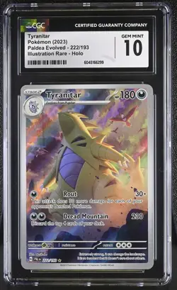 Tyranitar 222/193 Illustration Rare Holo Paldea Evolved Pokemon CGC 10 Gem Mint - Image 1