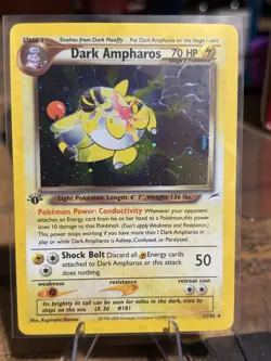 Pokemon TCG Dark Ampharos 1st Edition 1/105 Neo Destiny Holo Rare English 70 HP - Image 1