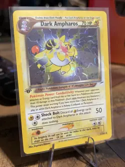 Pokemon TCG Dark Ampharos 1st Edition 1/105 Neo Destiny Holo Rare English 70 HP - Image 2