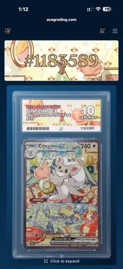 Pokemon TCG Cinccino EX SIR Chaos Rising 119/086 ACE 10 Perfect Subs - Image 1