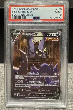 2021 Umbreon V 189 Alt Art Pokemon Sword & Shield Evolving Skies Card PSA 9 - Image 1