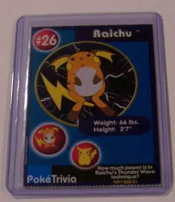 Pokemon 1999 Burger King Poketrivia, Card #26, Raichu - Image 1