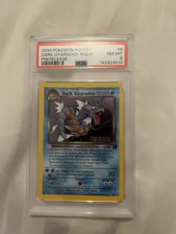 PSA 8 Dark Gyarados Holo 8/82 Prerelease Team Rocket 2000 Pokemon Card - Image 1