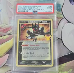 Greninja Gold Star SWSH144 Celebrations ETB Promo Pokemon Card PSA 9 Mint - Image 1