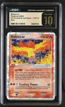 CGC 10 PRISTINE Moltres ex EX Fire Red & Leaf Green 115/112 Holo Pokemon Card - Image 1