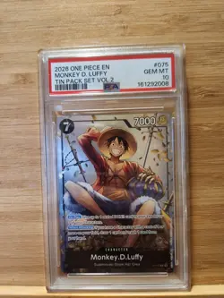 2026 One Piece EN Tin Pack Set Vol.2 #075 Monkey D Luffy PSA 10 GEM MINT - Image 5