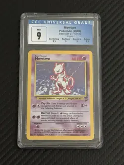 CGC 9 Mewtwo Base Set 2 Unlimited Holo Rare 10/102 Pokemon Card English 1999 - Image 1