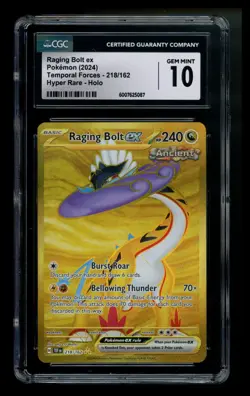 CGC 10 Raging Bolt ex 218/162 Temporal Forces 2024 Hyper Rare Pokemon Card TCG - Image 1