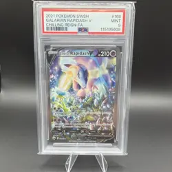 Pokemon Galarian Rapidash V 168/198 Full Art Holo Chilling Reign 2021 PSA 9 - Image 1