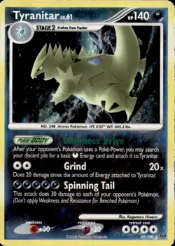 TYRANITAR 30/100 Rare Holo Stormfront Pokemon Moderately Played - Image 1