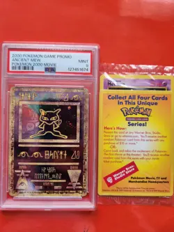 PSA 9 Ancient Mew w/SWIRL Pokemon Movie 2000 w/FREE Mewtwo Promo SEALED - Image 1