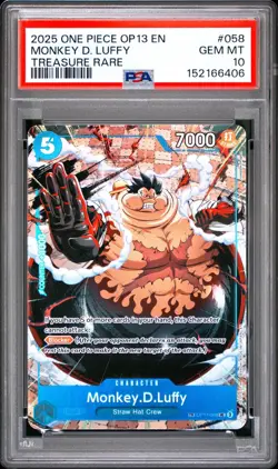 2025 ONE PIECE OP13 058 CARRYING ON HIS WILL MONKEY D LUFFY TREASURE RARE PSA 10 - Image 1