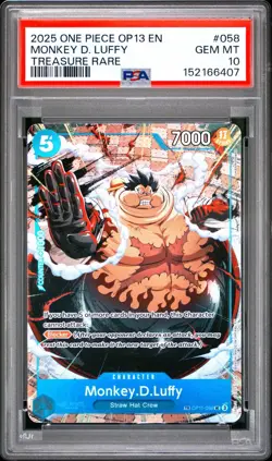 2025 ONE PIECE OP13 058 CARRYING ON HIS WILL MONKEY D LUFFY TREASURE RARE PSA 10 - Image 2