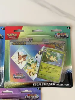 3x Prismatic Evolutions Pokemon TCG Tech Sticker Collection FULL SET - Free Ship - Image 2
