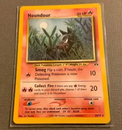Non Holo - Houndour 24/75 Neo Discovery Pokemon Card Rare - Near Mint Condition - Image 1