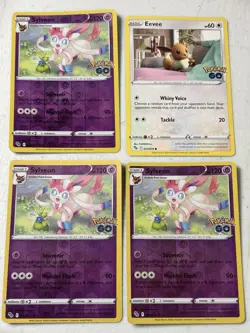 Pokemon TCG Pokemon GO 4-Card Promo Lot Sylveon x3/Eevee 035/078 054/078 - Image 1