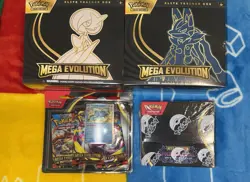 Pokemon TCG Sealed Collection Lot: (2) Mega Evolution ETBs, Booster Box, 3-pack - Image 1