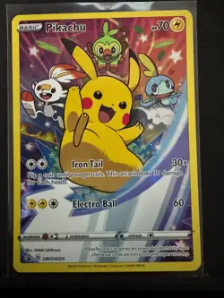 Pikachu SWSH020 Black Star Promo Holo Sword And Shield Pokemon Card - Image 1