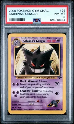 POKEMON SABRINA'S GENGAR #29 GYM CHALLENGE NON-HOLO PSA 8 NEW CERT - Image 1