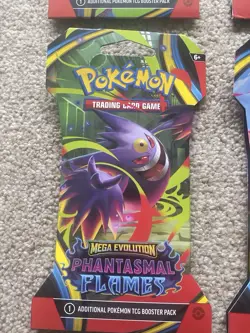 Pokemon Card Booster Pack Bundle Phantasmal Flames Mega Evolution Base X4 Sealed - Image 4