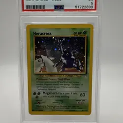PSA 5 Heracross Holo Rare #6 2000 Pokemon Neo Genesis - Image 2
