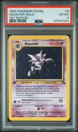 1999 POKEMON FOSSIL 1ST ED #6 HAUNTER-HOLO PSA 4 - Image 1