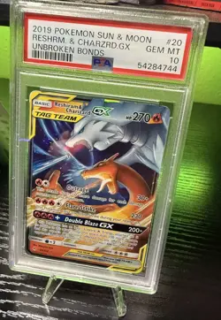 Pokemon Reshiram & Charizard GX 20/214 Unbroken Bonds 2019 - PSA 10 GEM MINT - Image 1