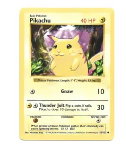 Pikachu – 58/102 – Shadowless Base Set – Yellow Cheeks – Pokemon TCG - Image 1