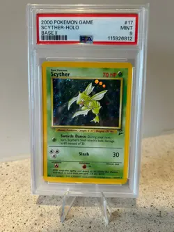 TCG Pokemon Scyther 017/130 Base Set 2 Holo PSA 9 - Image 1