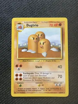 Pokemon TCG Dugtrio 19/102 Base Set Unlimited Rare Regular English 1999 - Image 1