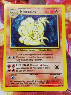 Ninetales 12/102 Holo Rare Base Set Unlimited Pokemon Heavy Play - Image 1