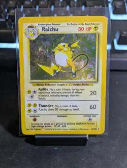 Raichu 014/102 Unlimited Base Set Holo Pokemon TCG (MP) - Image 1