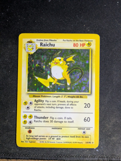 Raichu 014/102 Unlimited Base Set Holo Pokemon TCG (MP) - Image 2