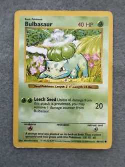 1999 Pokemon TCG Bulbasaur Base Set Shadowless 44/102 (MP) - Image 1