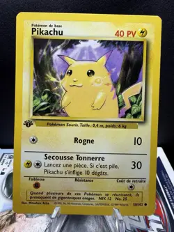 Pokemon TCG Pikachu Base Set 1st Edition Common Card 58/102 French- NM - Image 1
