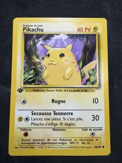 Pokemon TCG Pikachu Base Set 1st Edition Common Card 58/102 French- NM - Image 3