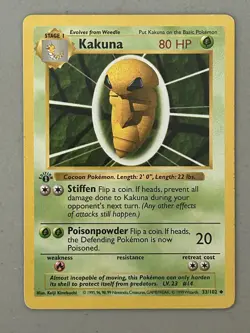 Kakuna 1st EDITION – Pokemon Base set - 33/102 – WOTC Vintage - Uncommon – LP - Image 1
