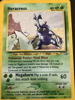 Heracross 6/111 Neo Genesis Holo Rare Vintage Pokemon Card WOTC MP - Image 3