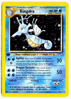 Kingdra 8/111 Rare Neo Genesis Pokemon 1st Edition Holo NM - Image 1