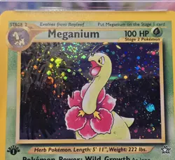 Pokemon Neo Genesis Meganium 11/111 Holo Rare First Edition TAG 9🌀🌀SWIRL🌀🌀 - Image 3